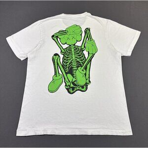 Kaws Uniqlo Green Skeleton Streetwear Hype Rare Art Promo XL White Shirt